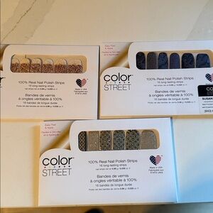 Color Street Nail Strips Trio - Blue, Gold, Brown